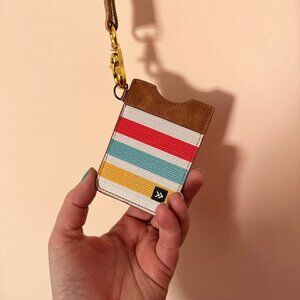 Striped Thread Vertical Wallet with Matching Lanyard